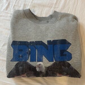 Gray Men's Graphic Sweatshirt with Blue 'BING' Print
